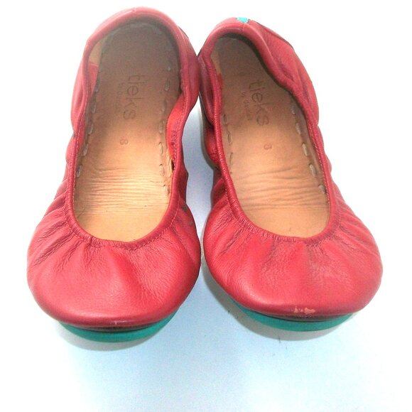 Tieks by Gavrieli Cardinal Red Nappa Leather Folding Comfort Ballet Flats - Picture 2 of 10